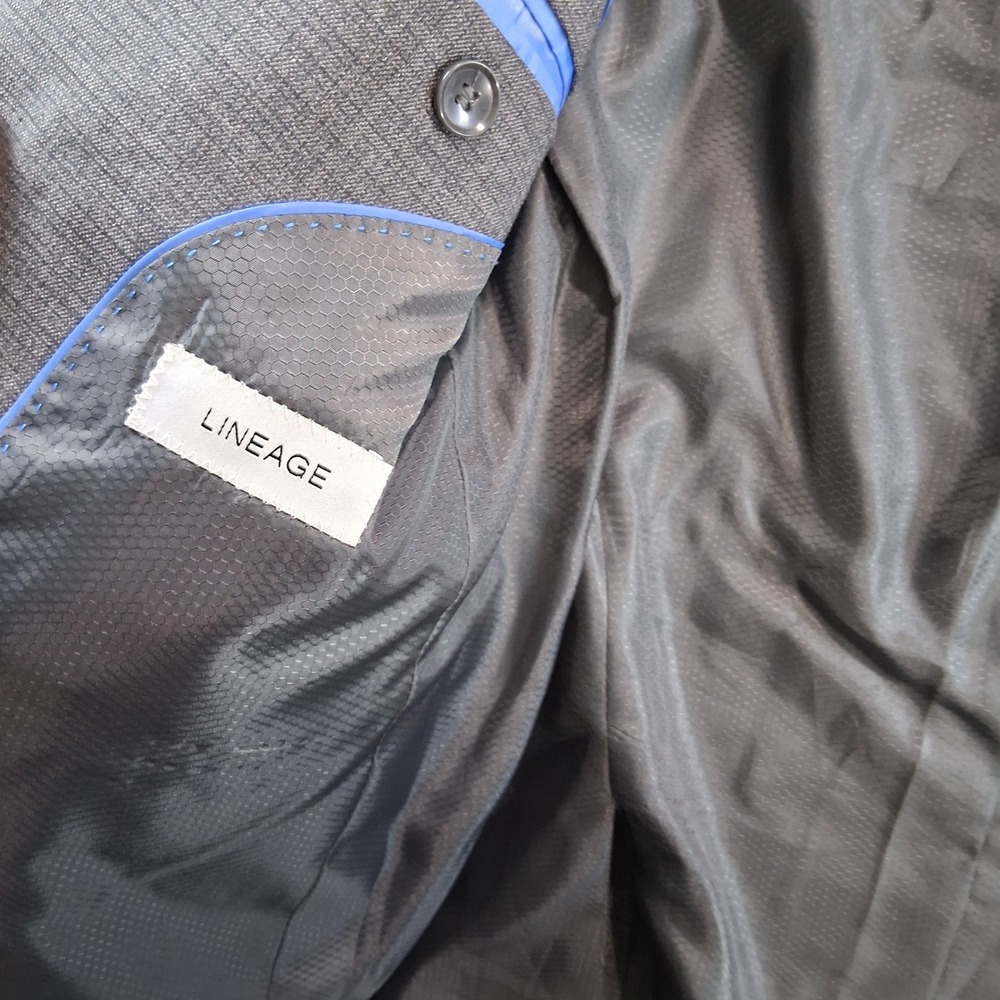Lineage Blazer Mens 38R Slim Gray Crosshatch Fit Two Button Double Vent Modern - Picture 4 of 8